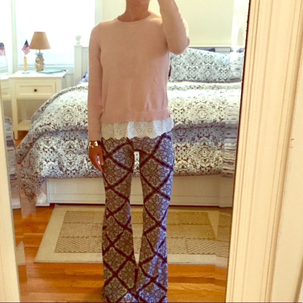 Honey Punch wise leg paisley boho pants in Small